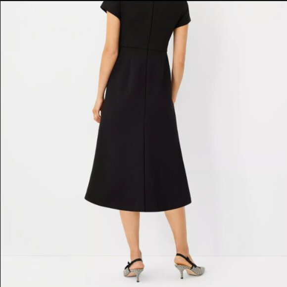ANN TAYLOR THE MIDI DOUBLE KNIT FLARE BLACK DRESS $159 NWOT 6 P - Picture 2 of 10